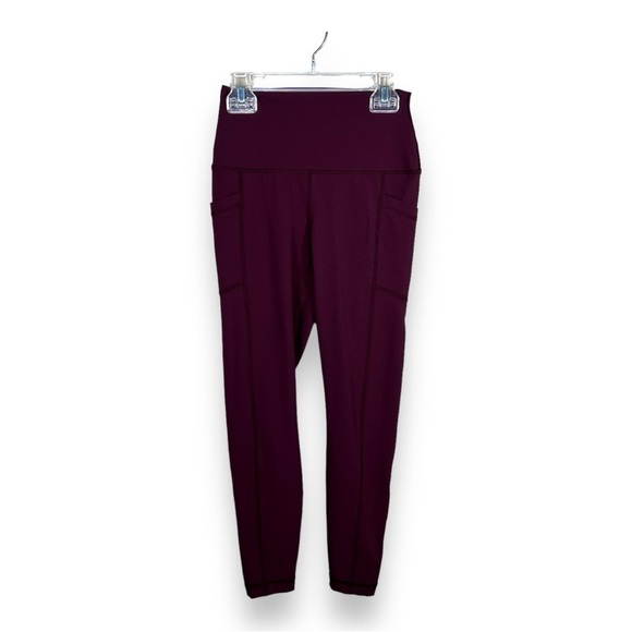 SMALL YOGALICIOUS BURGUNDY RED LEGGINGS PULL ON ATHLETIC ACTIVEWEAR ANKLE - Picture 1 of 9